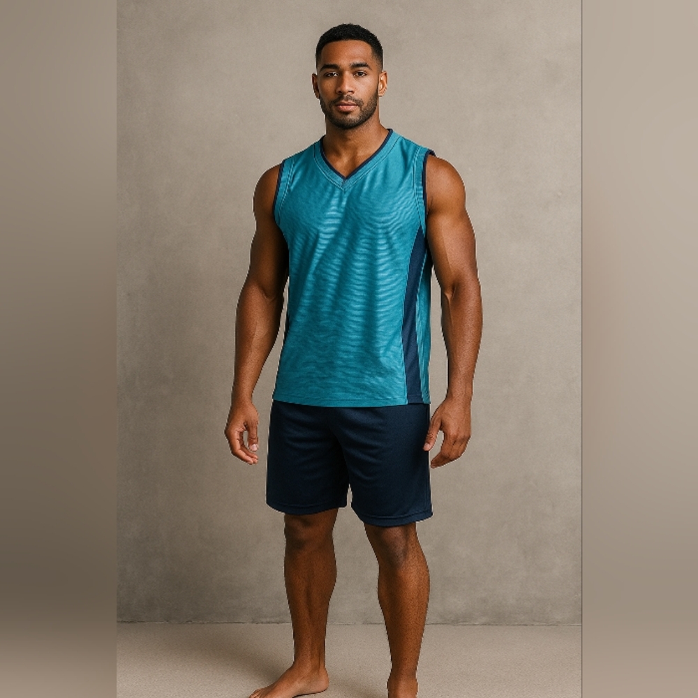 ⭐️ Teal V-Neck Athletic Tank Top for Men